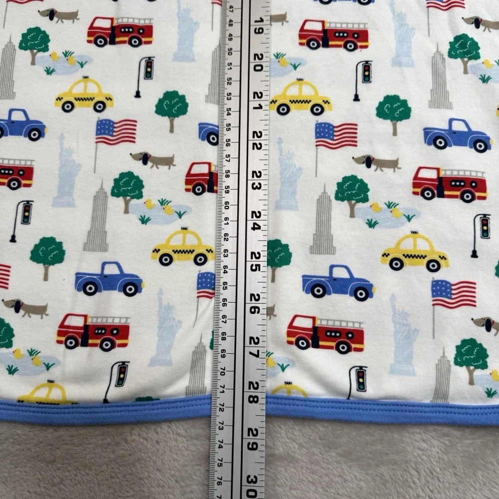Starting Out Baby Blanket Blue Stripes Reversible Fire Truck NY America Flag